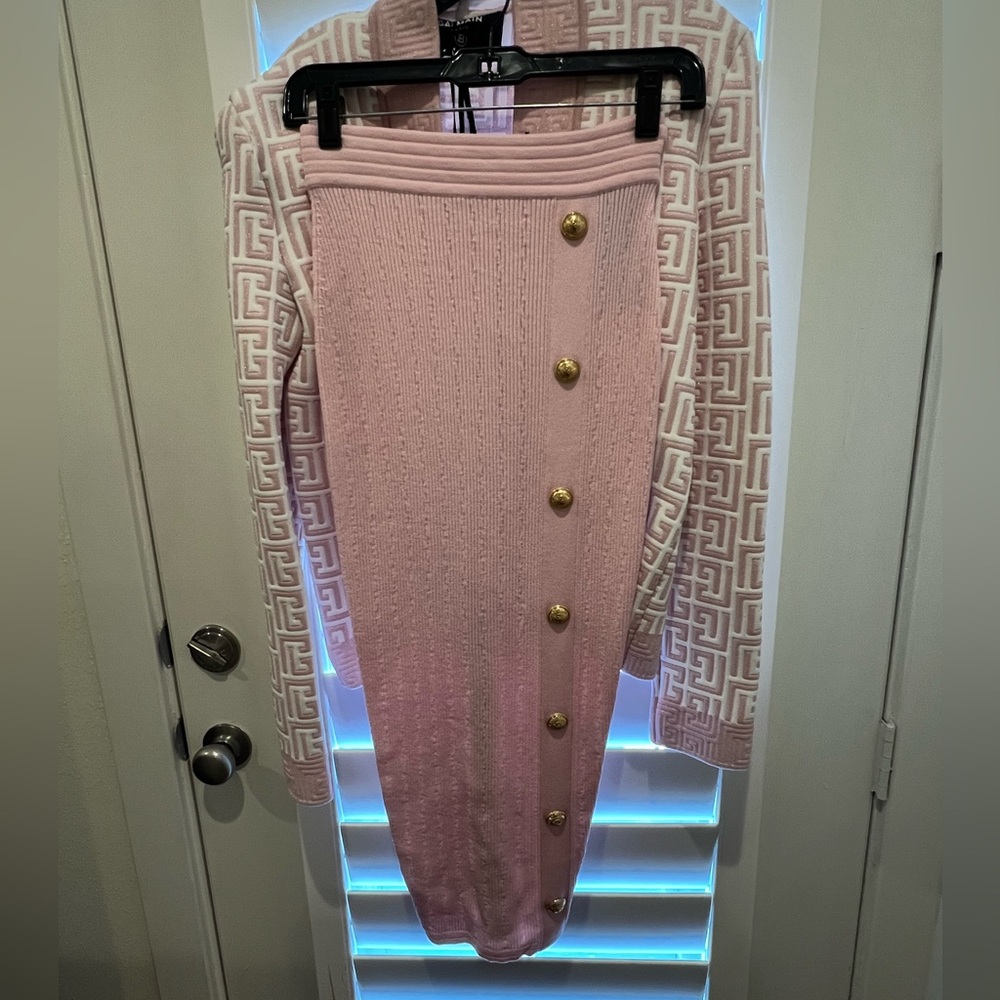Balmain Elegant Pink Midi Skirt